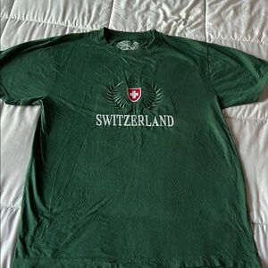 Embroidered "Switzerland" Green T-Shirt